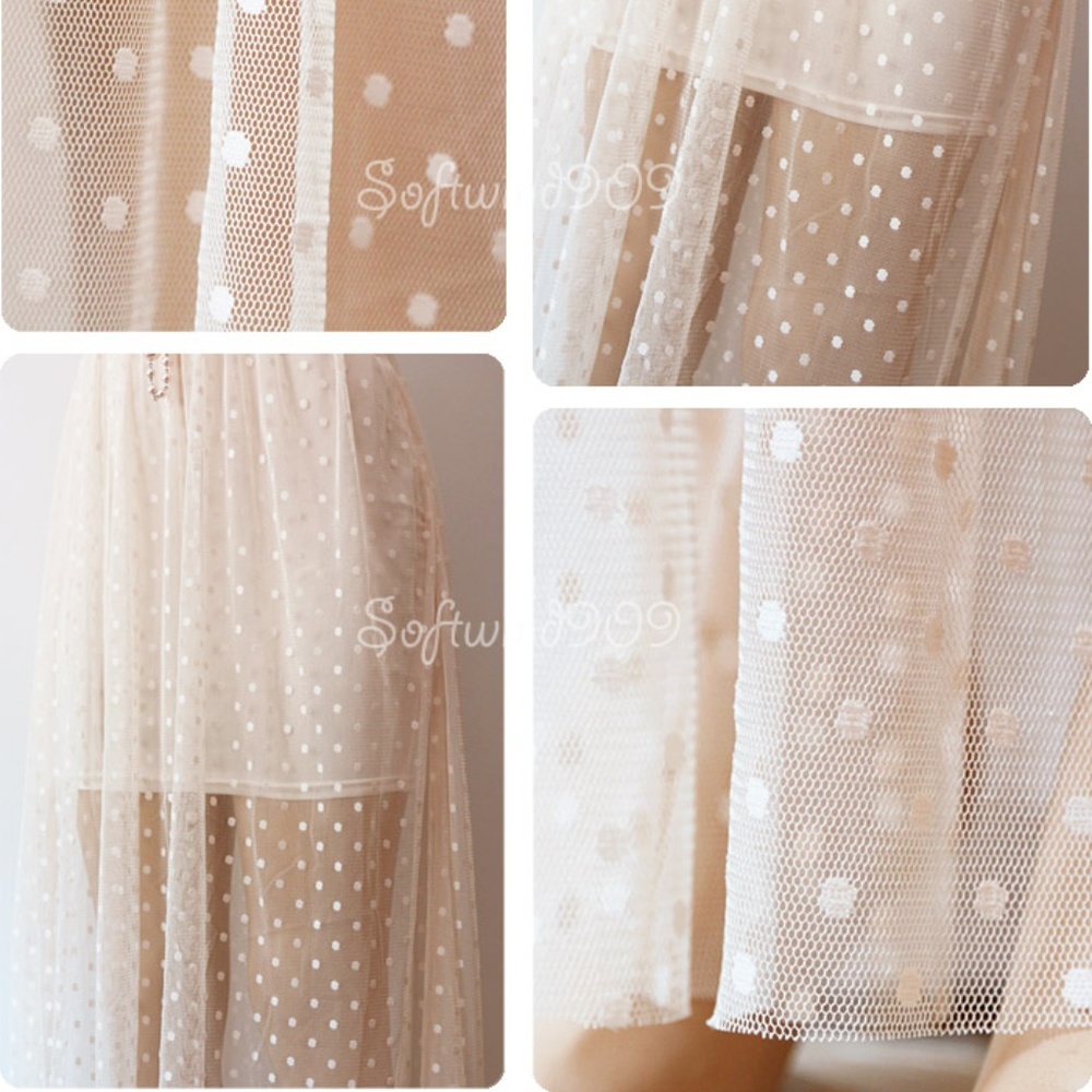 Last☝️3D Rose Lace Mesh Polka Dots Long Maxi Dress - Picture 5 of 8